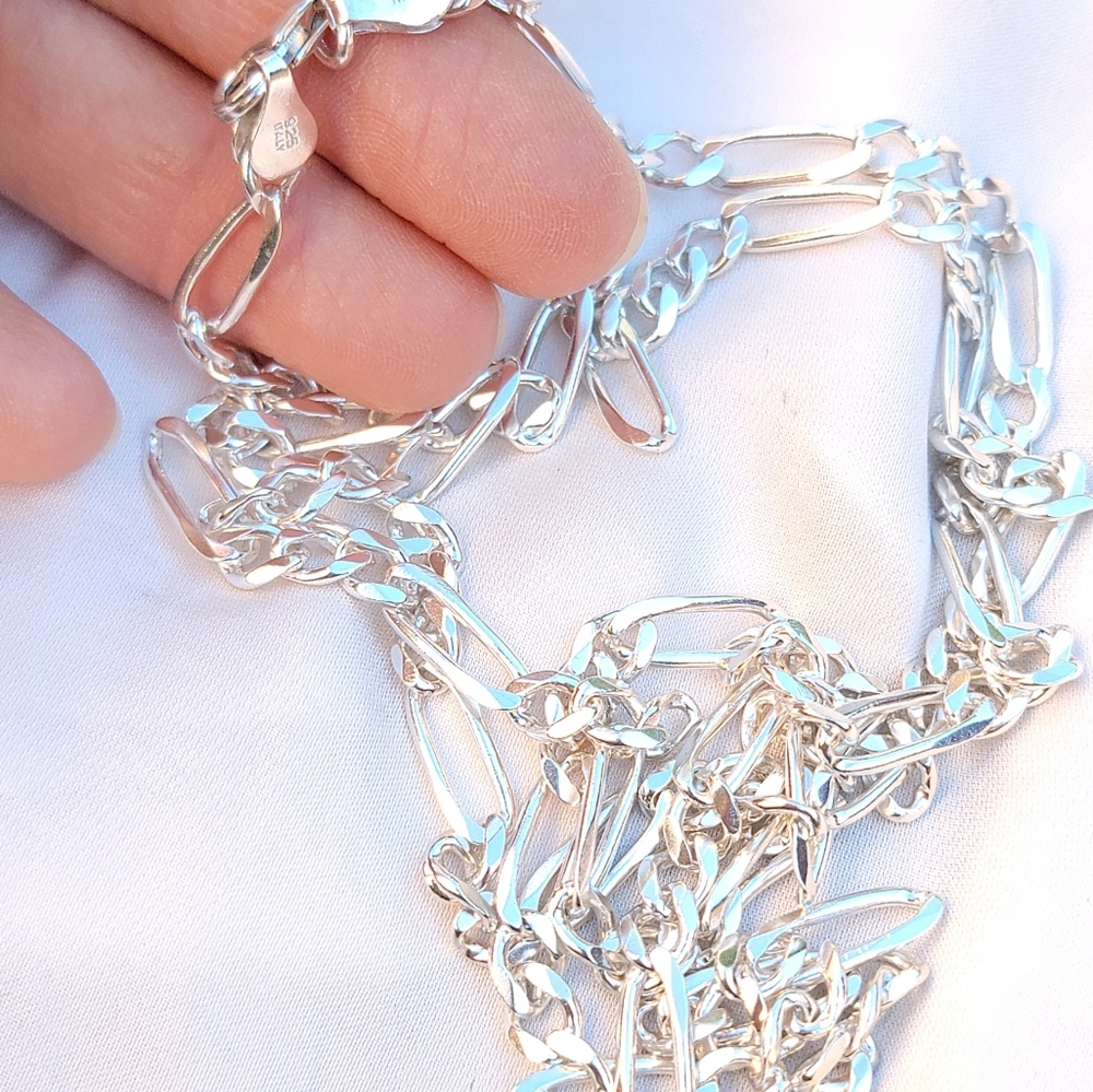 Mens Sterling Figaro Chain